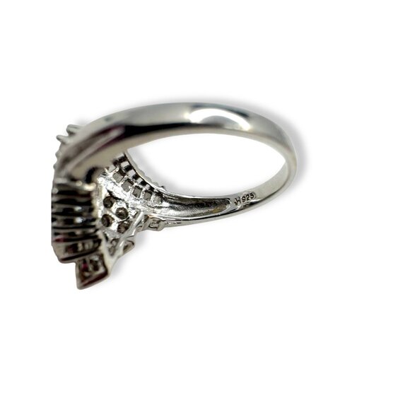 Sterling Silver Ring Blue White Sapphire Size 7.25 - Picture 6 of 11